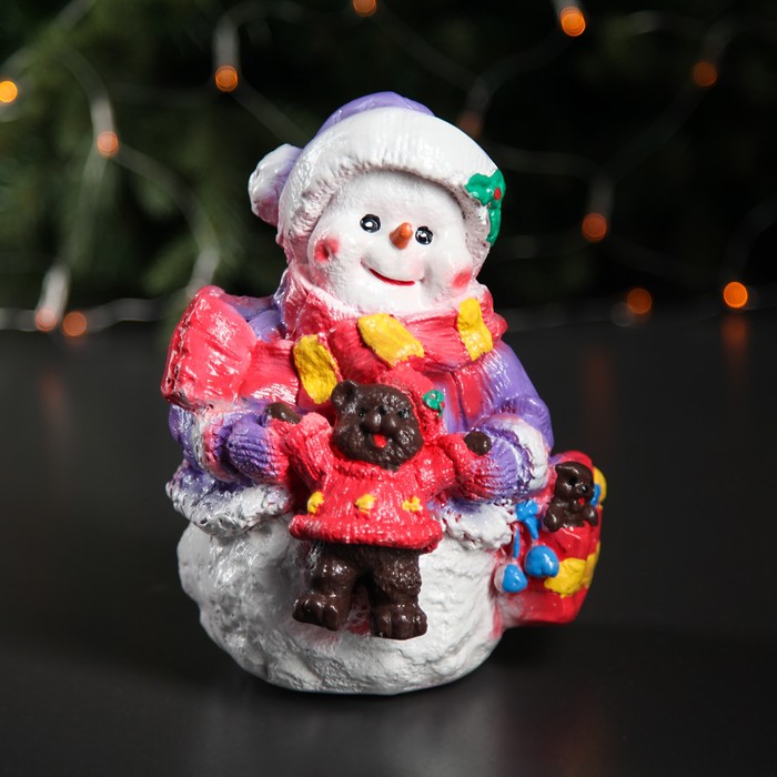 Копилка "Снеговик с мишкой", микс