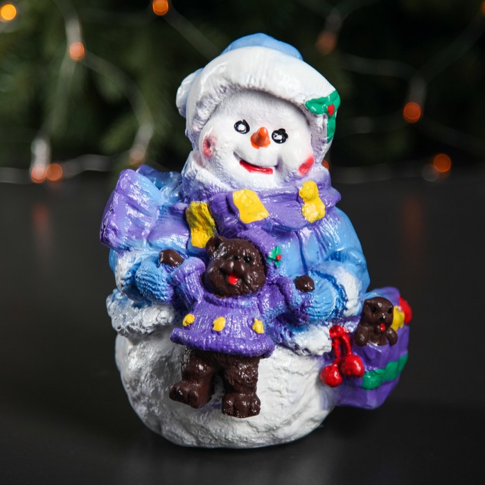 Копилка "Снеговик с мишкой", микс