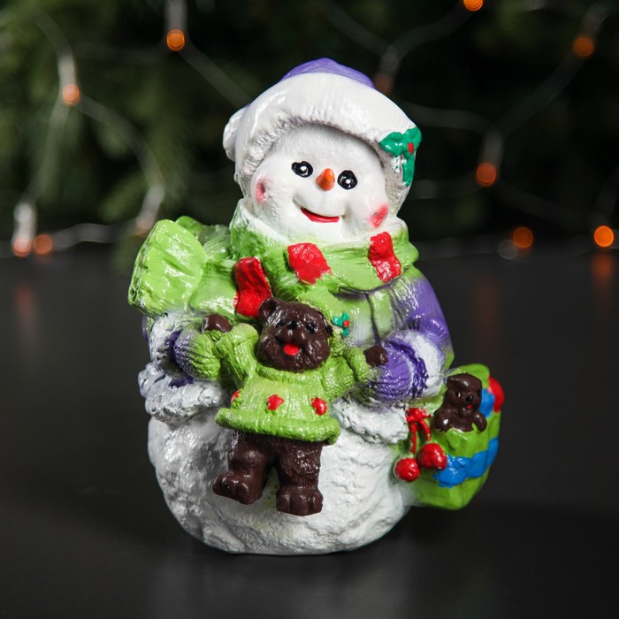 Копилка "Снеговик с мишкой", микс