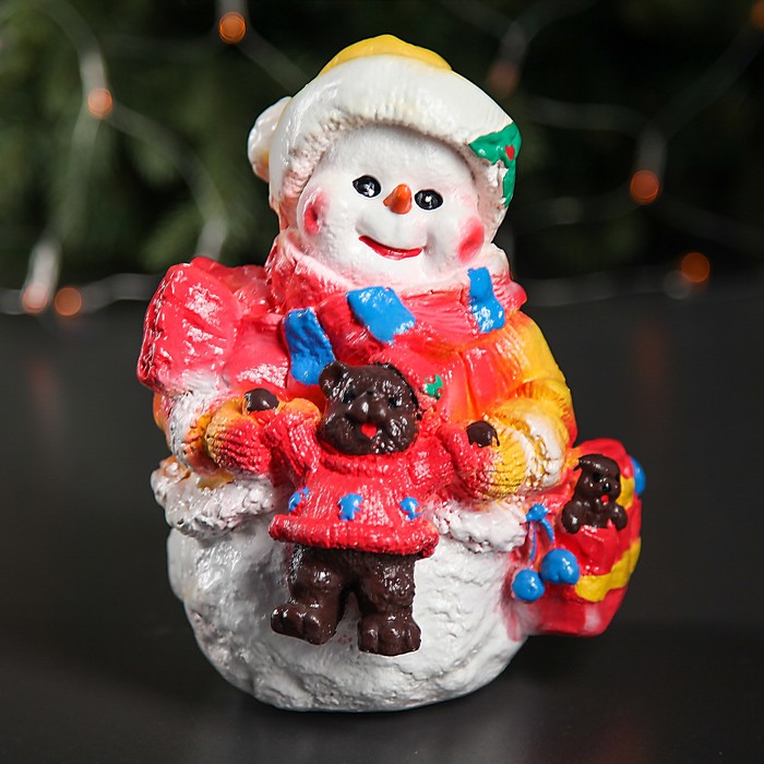 Копилка "Снеговик с мишкой", микс