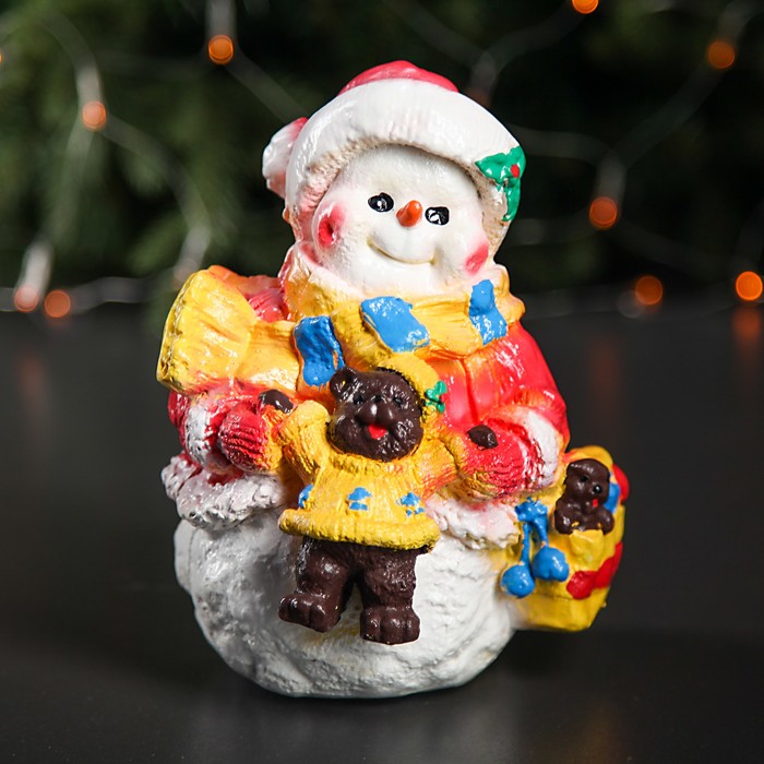 Копилка "Снеговик с мишкой", микс