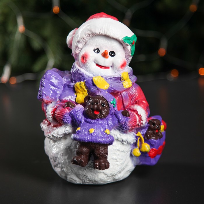 Копилка "Снеговик с мишкой", микс