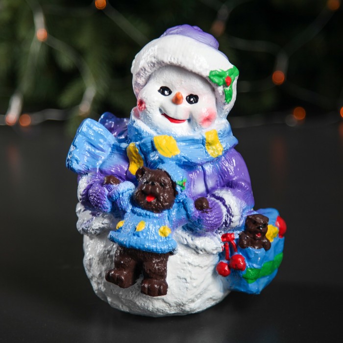 Копилка "Снеговик с мишкой", микс