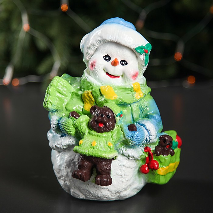 Копилка "Снеговик с мишкой", микс