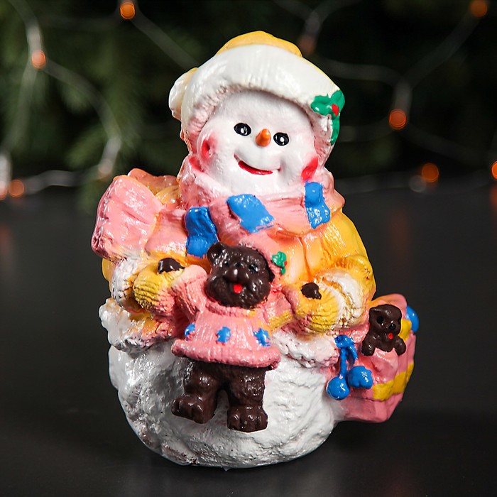 Копилка "Снеговик с мишкой", микс