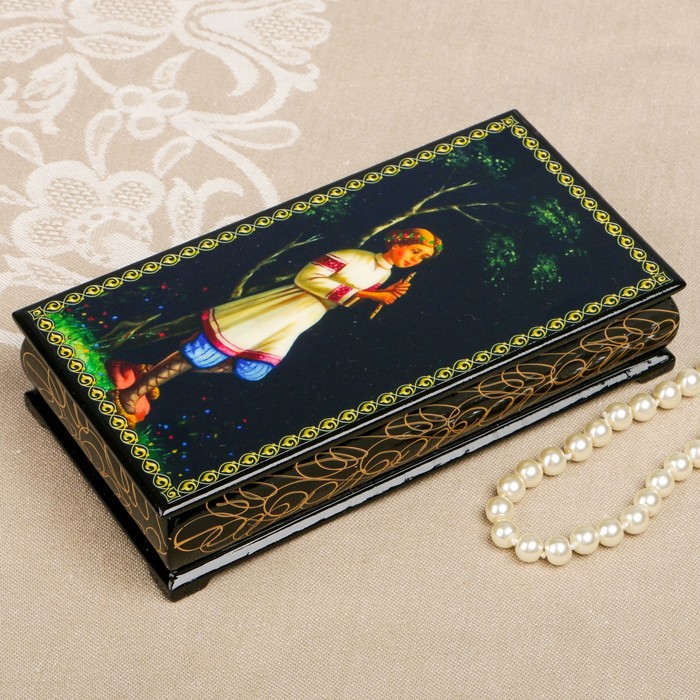 Шкатулка-купюрница «Сказки. Вид 22», лаковая миниатюра, 9х17 см