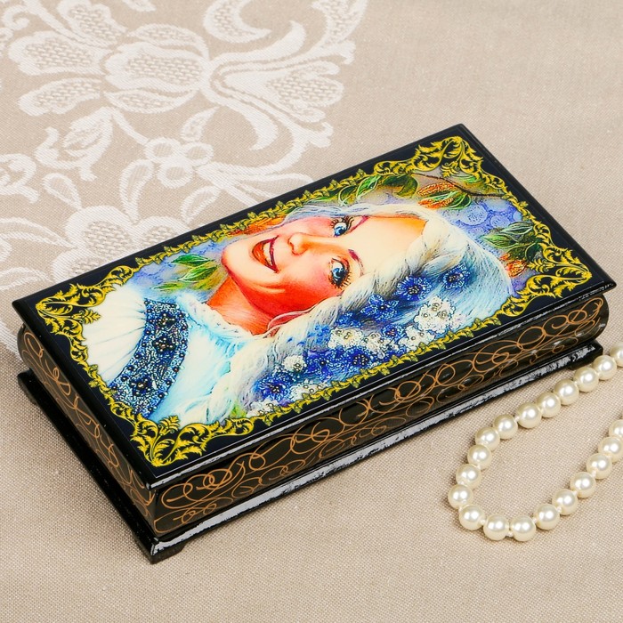 Шкатулка-купюрница «портрет. Вид 2», лаковая миниатюра, 9х17 см