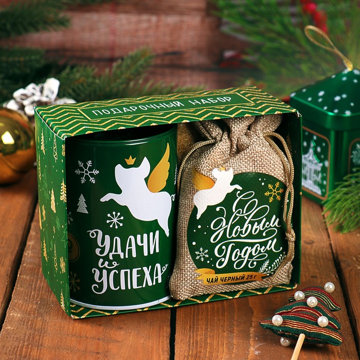 Набор "Удачи и успеха", копилка, чай чёрный 25 г