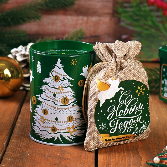 Набор "Удачи и успеха", копилка, чай чёрный 25 г