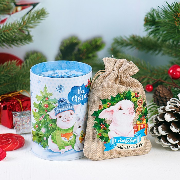 Набор "На счастье", копилка, чай чёрный 25 г