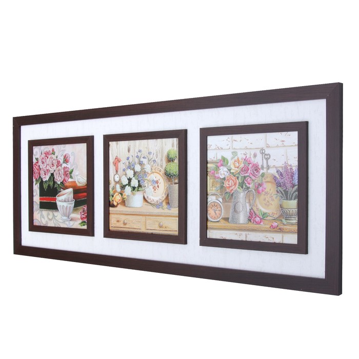 Картина "Цветы в интерьере" 43х107 см (25х25)