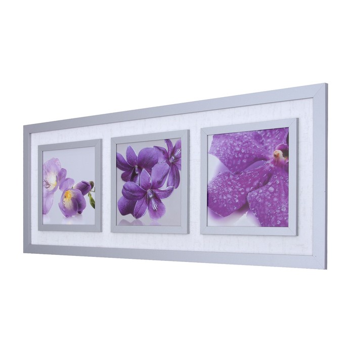 Картина "Цветы цвета неба" 43х107 см (25х25)