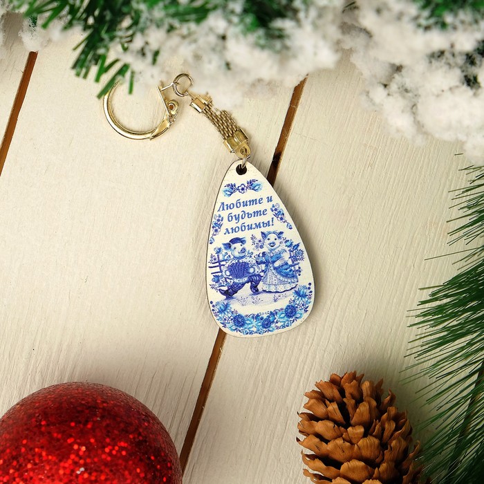 Брелок «Свинки», гжель, 3,2×5,7×0,3 см
