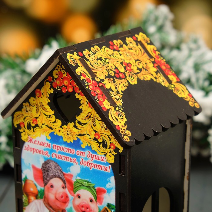 Чайный домик «Свинки», хохлома, 9,3×9,3×20 см