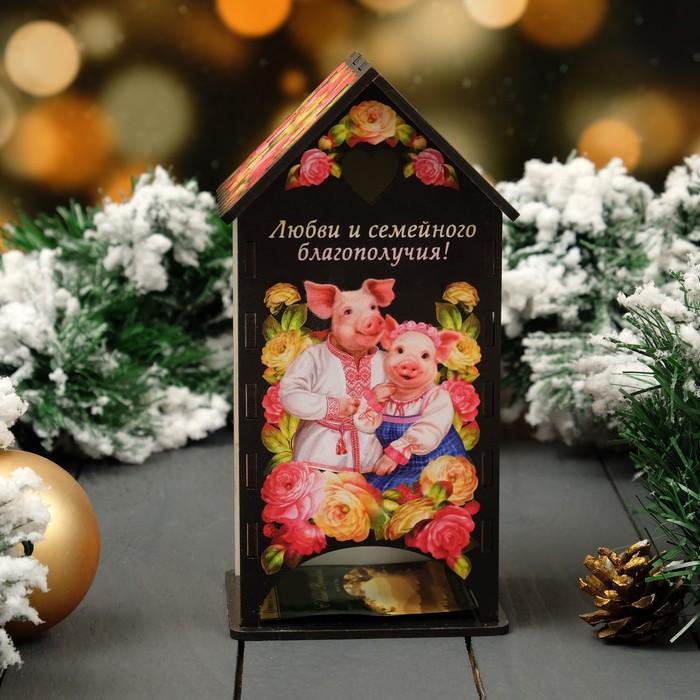 Чайный домик «Свинки в пионах», 9,3×9,3×20 см