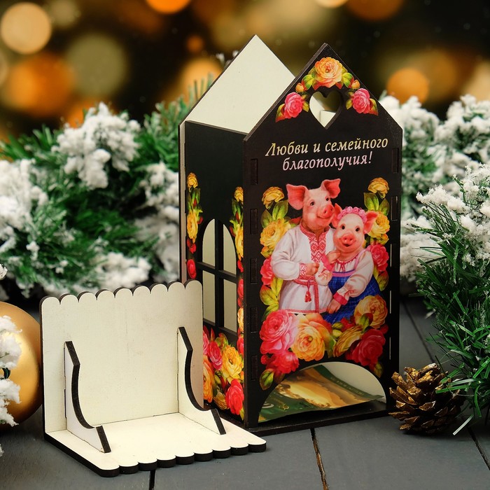 Чайный домик «Свинки в пионах», 9,3×9,3×20 см