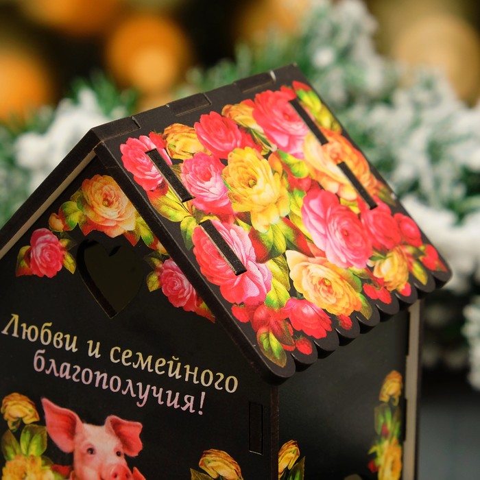 Чайный домик «Свинки в пионах», 9,3×9,3×20 см