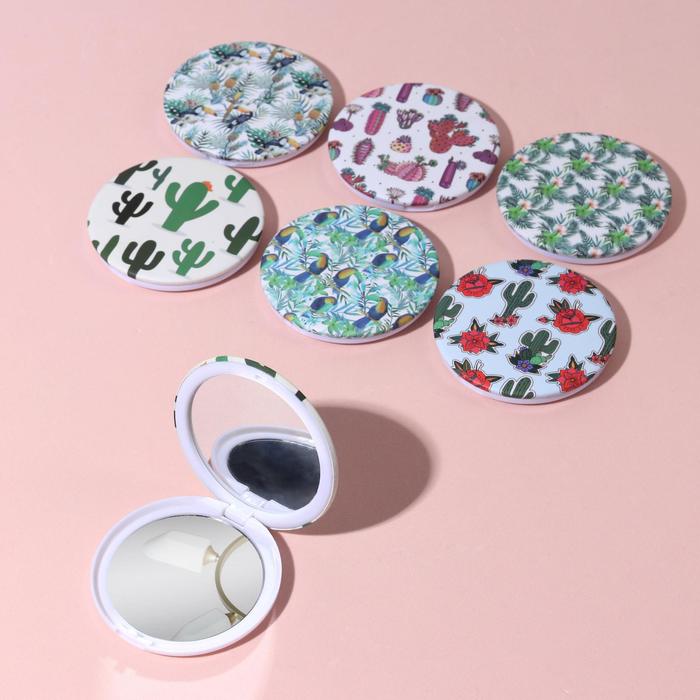 Зеркало складное «Растения», круглое, двустороннее, без увеличения, цвет МИКС