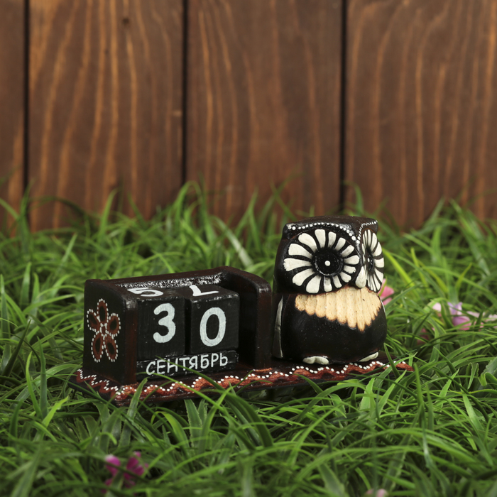 Календарь настольный дерево "Сова с большими глазами" 15х5х7,5 см