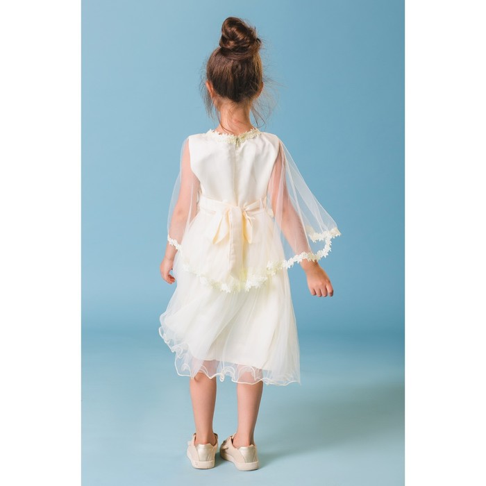 Платье нарядное для девочки "Бантик", рост 116-122 см, цвет экрю