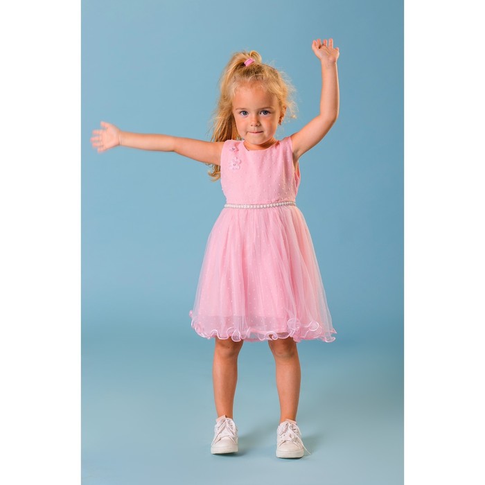Платье нарядное для девочки "Жемчужная нить", рост 98-104 см, цвет розовый