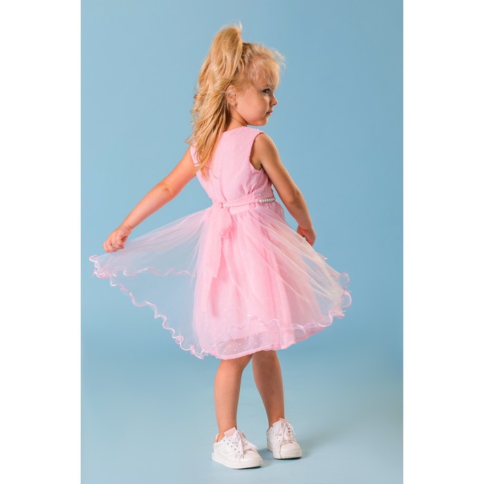 Платье нарядное для девочки "Жемчужная нить", рост 104-110 см, цвет розовый