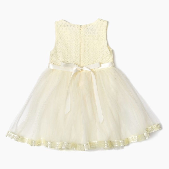 Платье нарядное для девочки "Цветок", рост 92-98 см, цвет экрю