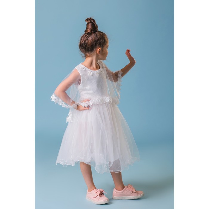 Платье нарядное для девочки "Нежные цветочки", рост 122-128 см, цвет белый
