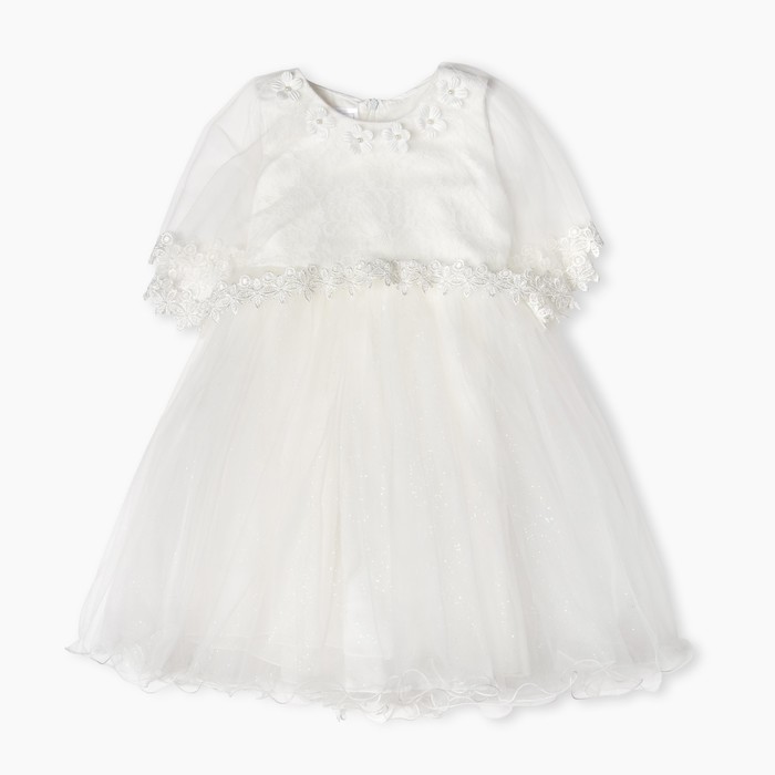 Платье нарядное для девочки "Нежные цветочки", рост 122-128 см, цвет белый