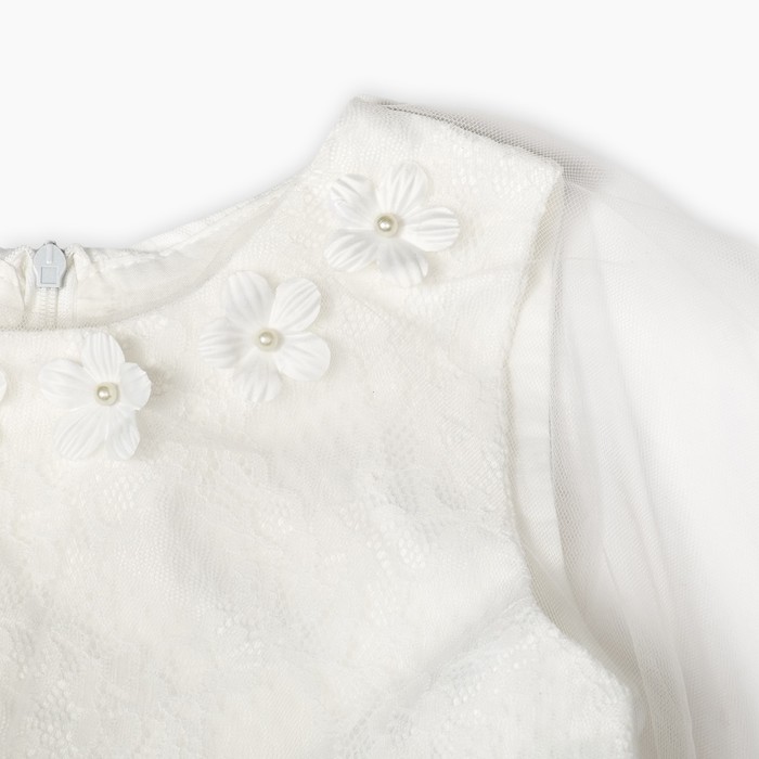 Платье нарядное для девочки "Нежные цветочки", рост 122-128 см, цвет белый