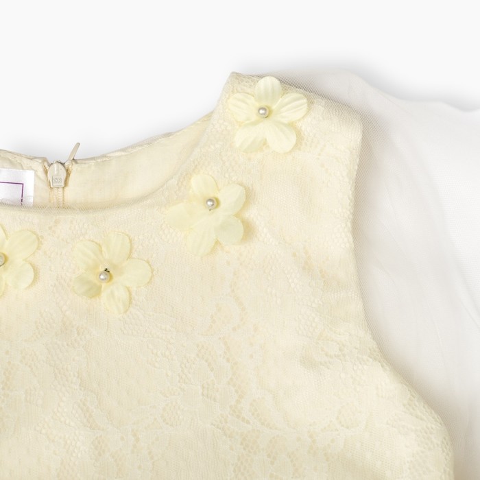Платье нарядное для девочки "Нежные цветочки", рост 110-116 см, цвет экрю