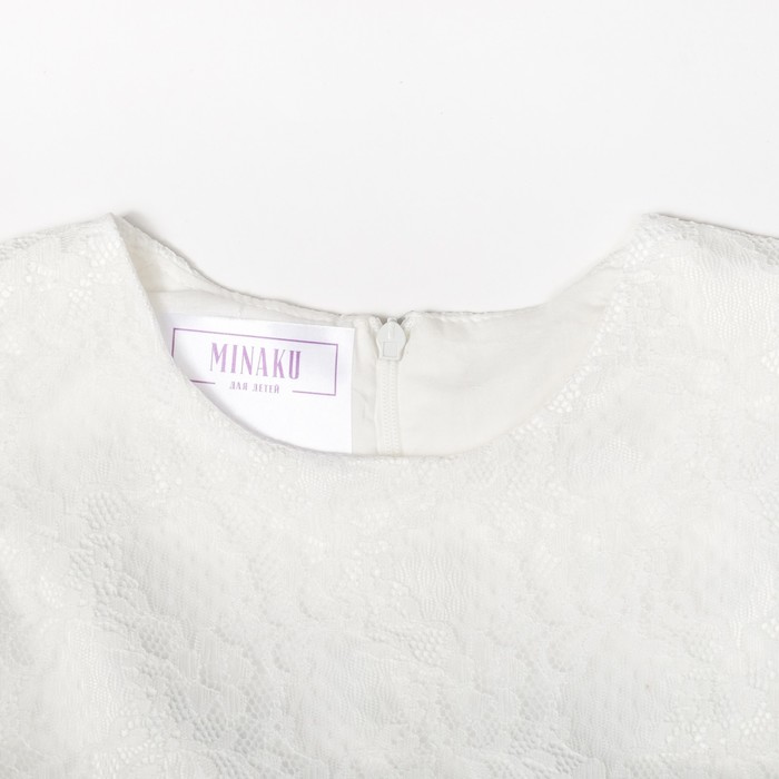 Платье нарядное для девочки "Бордовый бант", рост 116-122 см, цвет белый/бордовый