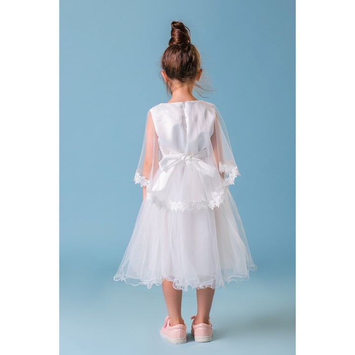 Платье нарядное для девочки "Нежные цветочки", рост 110-116 см, цвет белый