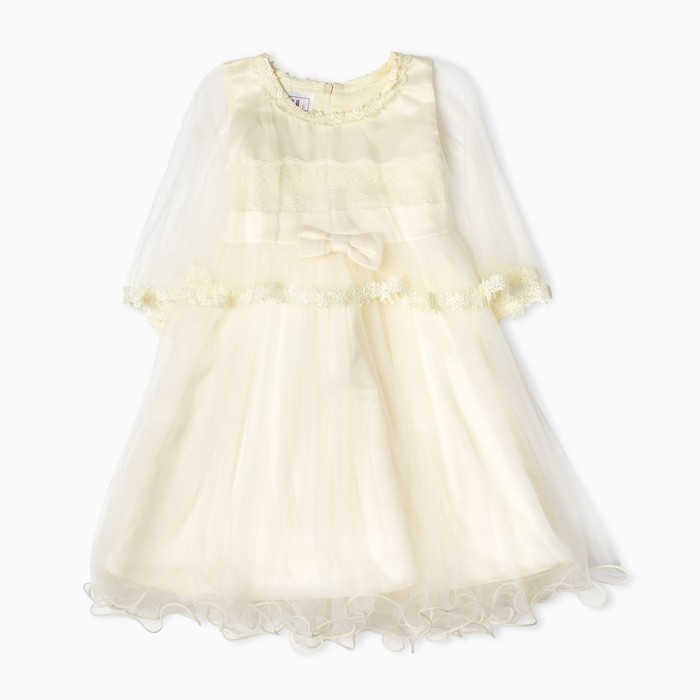 Платье нарядное для девочки "Бантик", рост 128-134 см, цвет экрю