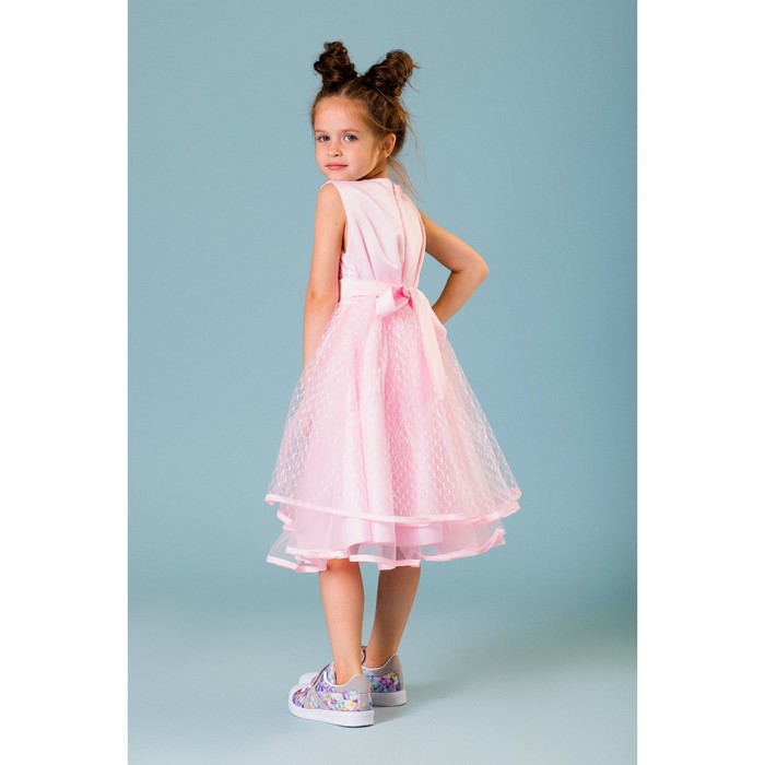 Платье нарядное для девочки "Жемчужинка", рост 110-116 см, цвет розовый