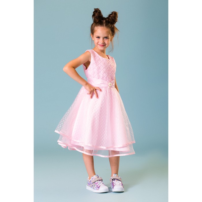 Платье нарядное для девочки "Жемчужинка", рост 128-134 см, цвет розовый