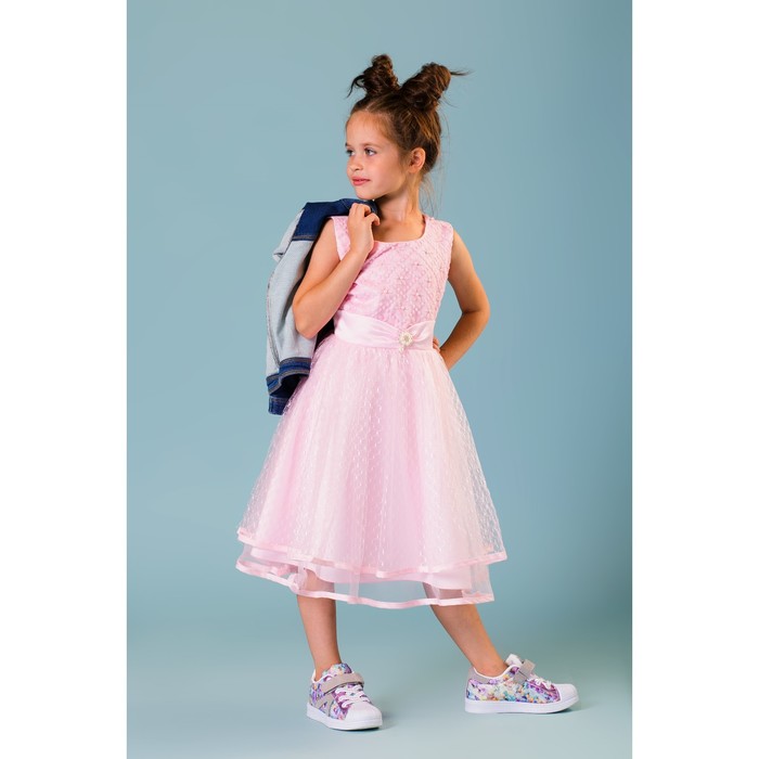 Платье нарядное для девочки "Жемчужинка", рост 128-134 см, цвет розовый