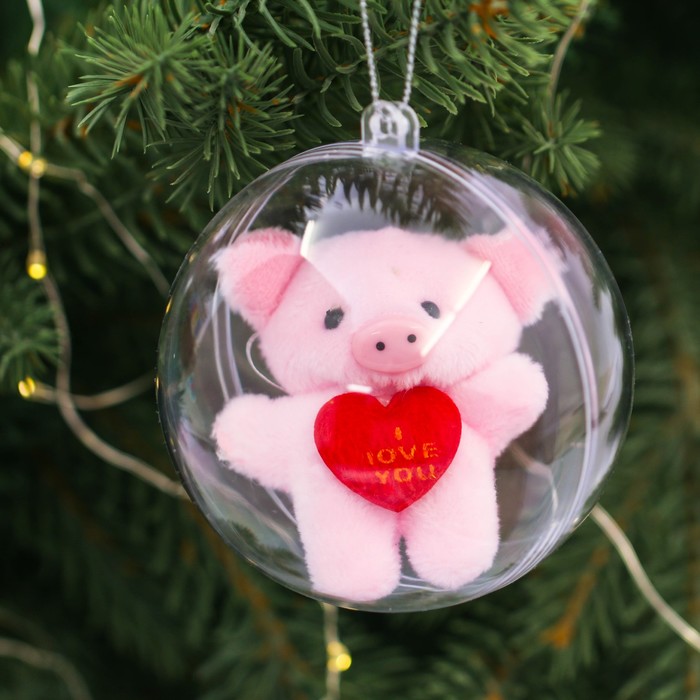 Свинка-талисман на мечту в ёлочном шаре "Мечтуля", 8 см