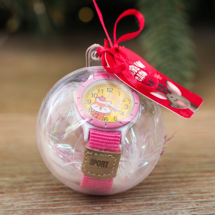Часы детские наручные в шаре "Лисичка", 6 см