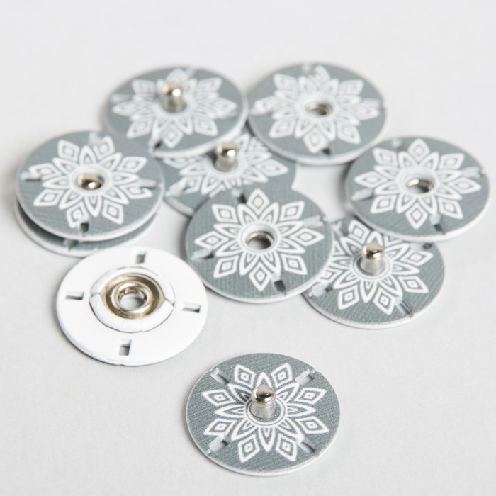 Кнопки пришивные "Узор", d=18мм, цвет серый