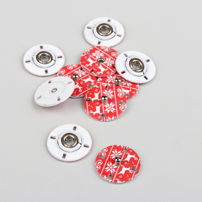 Кнопки пришивные "Олени", d=18мм, цвет красный