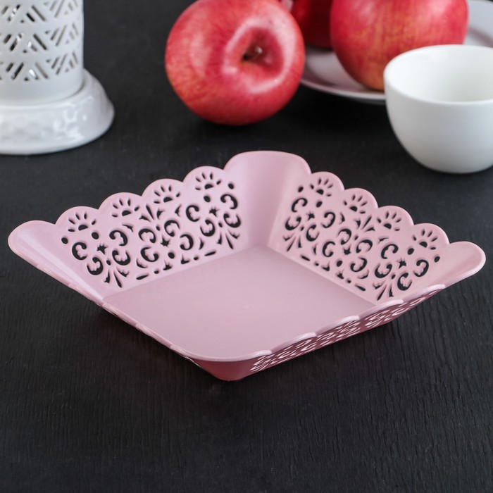 Ваза для хлеба и фруктов "Амалия" квадратная 19х19х4 см, цвета МИКС