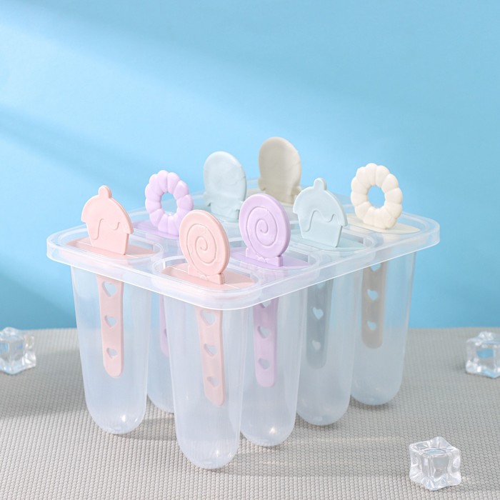 Форма для мороженого Доляна «Леденец», 15×12×12 см, 8 ячеек, цвет МИКС форма для мороженого сладости 12×11 5×12 см 4 ячейки цвет микс