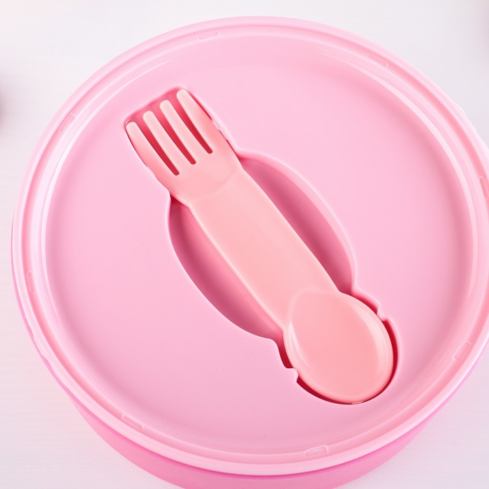 Ланч-бокс 15x13x6 см "Космос" со столовым прибором, цвета МИКС