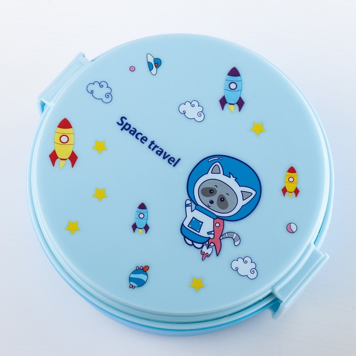 Ланч-бокс 15x13x6 см "Космос" со столовым прибором, цвета МИКС
