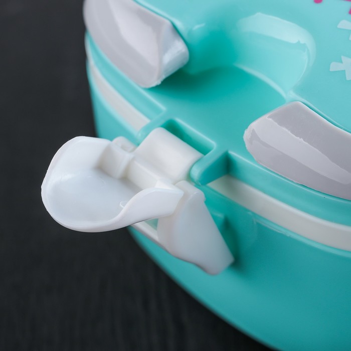 Ланч-бокс 2 уровня "Бантики" квадратный 17х14х9,5 см с ложкой, цвета МИКС