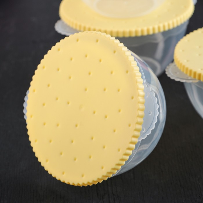 Набор ланч-боксов 4 шт "Печенье" круглых 13х12х7 см, цвета МИКС