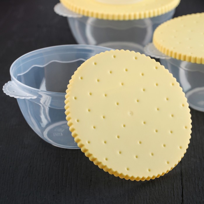 Набор ланч-боксов 4 шт "Печенье" круглых 13х12х7 см, цвета МИКС