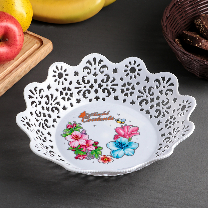 Ваза для хлеба и фруктов "Восход" круглая 25 см, цвета МИКС