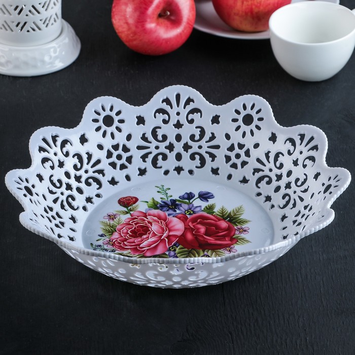 Ваза для хлеба и фруктов "Восход" круглая 29 см, цвета МИКС